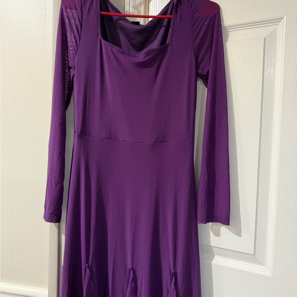 Chic Long Sleeve Purple Dress